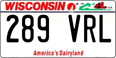 WI license plate 289VRL