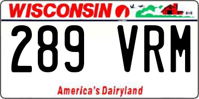 WI license plate 289VRM