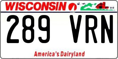 WI license plate 289VRN