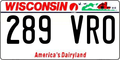 WI license plate 289VRO