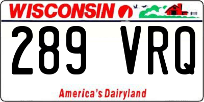 WI license plate 289VRQ