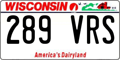 WI license plate 289VRS