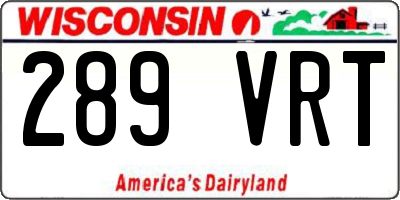 WI license plate 289VRT