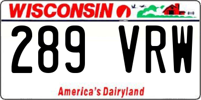 WI license plate 289VRW