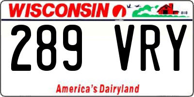 WI license plate 289VRY