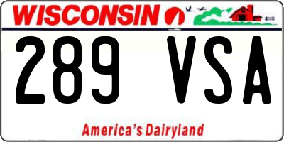 WI license plate 289VSA