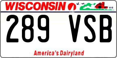WI license plate 289VSB