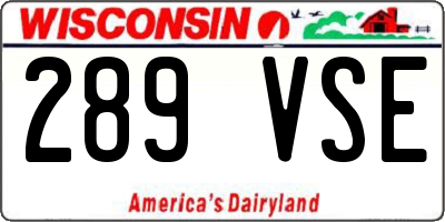 WI license plate 289VSE