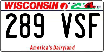 WI license plate 289VSF