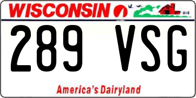 WI license plate 289VSG
