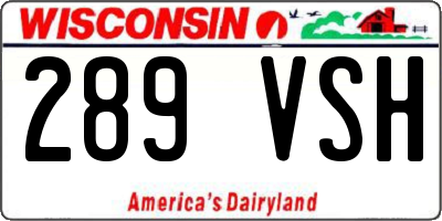 WI license plate 289VSH
