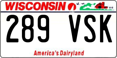 WI license plate 289VSK