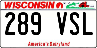 WI license plate 289VSL