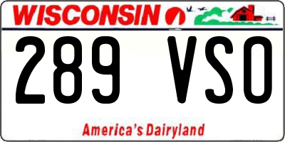 WI license plate 289VSO