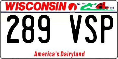 WI license plate 289VSP