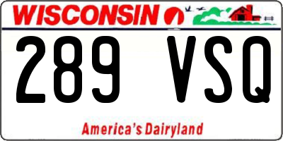 WI license plate 289VSQ