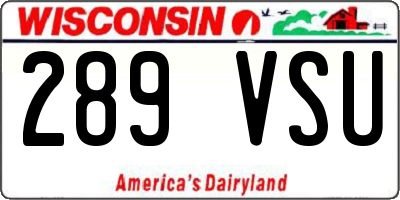 WI license plate 289VSU