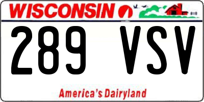 WI license plate 289VSV
