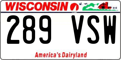 WI license plate 289VSW