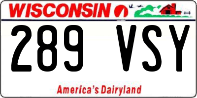 WI license plate 289VSY