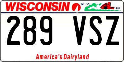 WI license plate 289VSZ