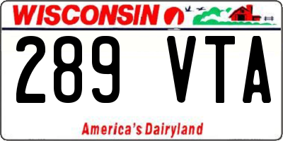 WI license plate 289VTA