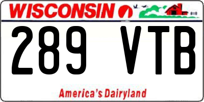 WI license plate 289VTB