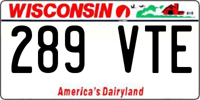 WI license plate 289VTE