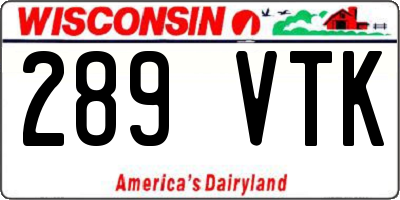 WI license plate 289VTK