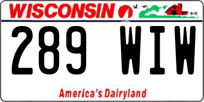 WI license plate 289WIW