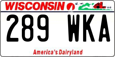 WI license plate 289WKA
