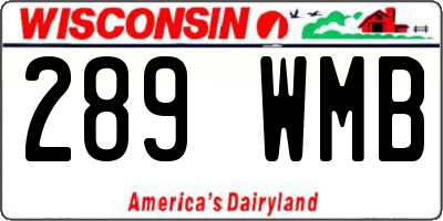 WI license plate 289WMB