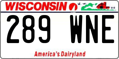 WI license plate 289WNE