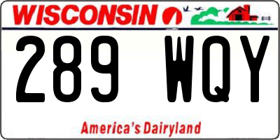 WI license plate 289WQY