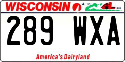 WI license plate 289WXA