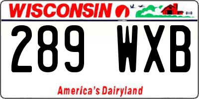 WI license plate 289WXB