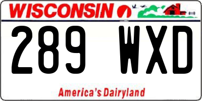 WI license plate 289WXD