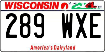WI license plate 289WXE