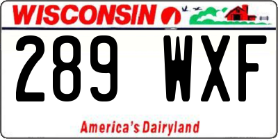 WI license plate 289WXF