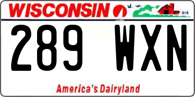 WI license plate 289WXN