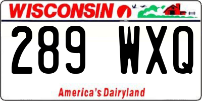 WI license plate 289WXQ
