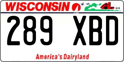 WI license plate 289XBD