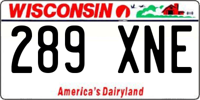 WI license plate 289XNE