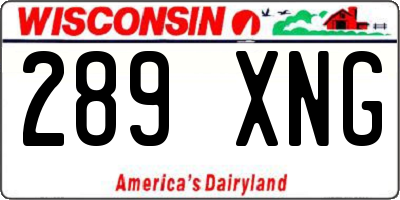 WI license plate 289XNG