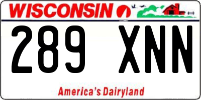WI license plate 289XNN