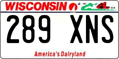 WI license plate 289XNS