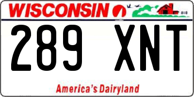 WI license plate 289XNT