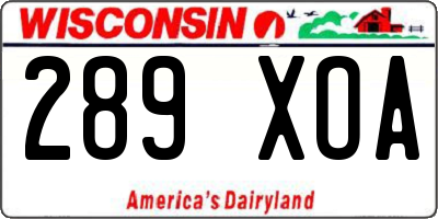WI license plate 289XOA