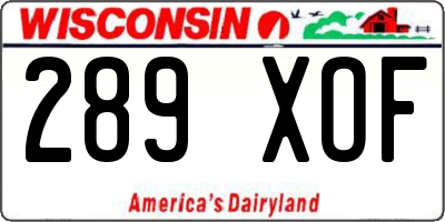 WI license plate 289XOF