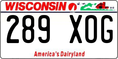 WI license plate 289XOG